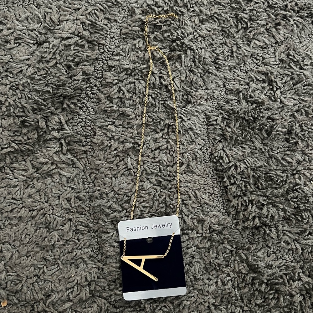 Rinhoo “A” Initial Sideways Necklace